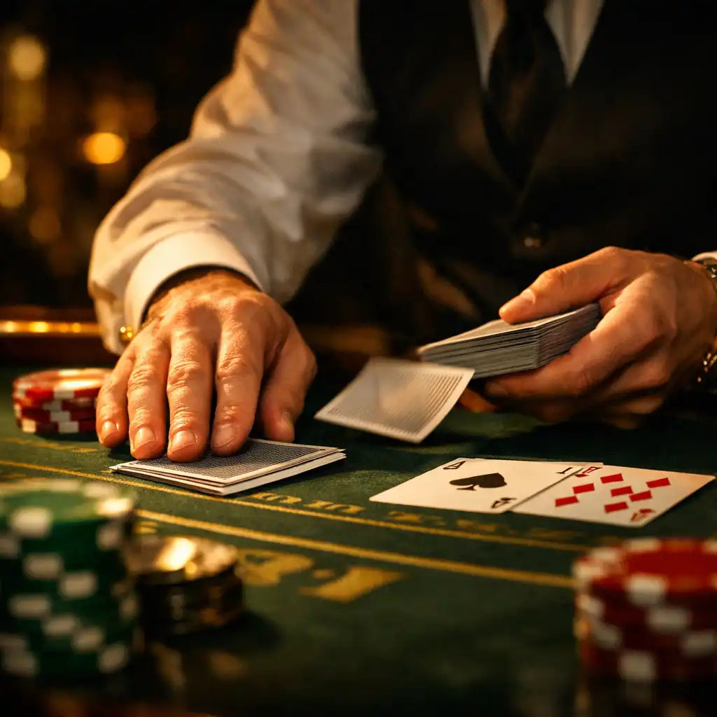 Croupier rozdający karty