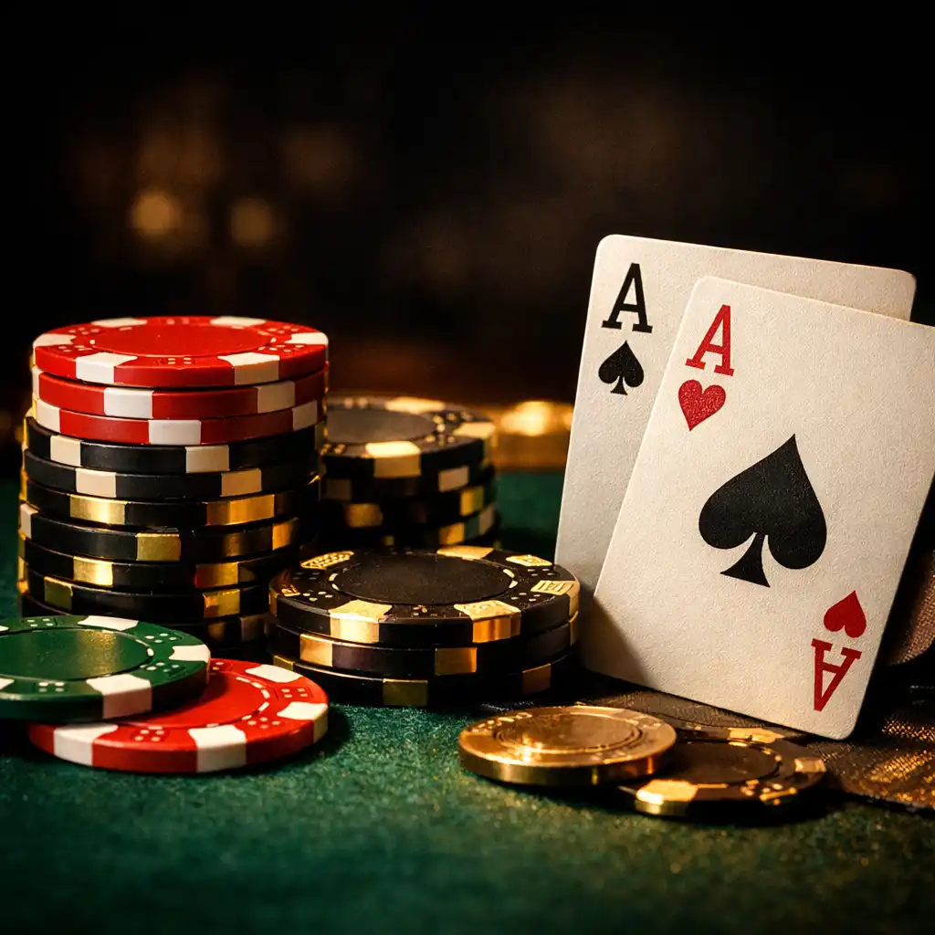 Żetony pokerowe z bliska